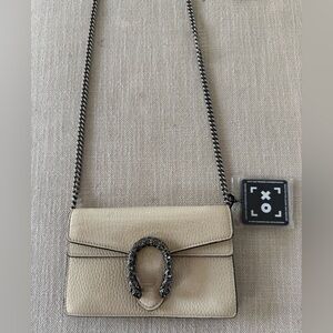 Gucci Dionysus Super Mini Crossbody Cream Leather Silver Chain, Retai$1150+